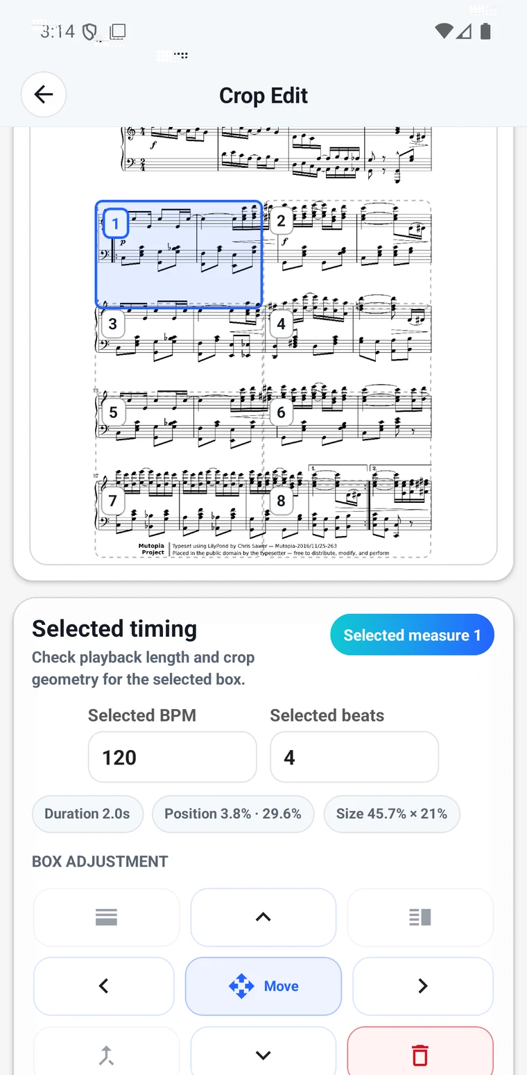 Editable measure cues